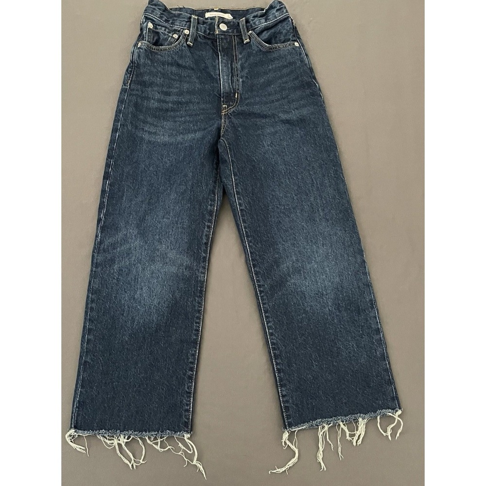 Levi's Wellthread Ribcage Straight Jeans Womens 26 Raw Hemp Dark Wash High Rise